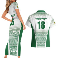 Custom Zimbabwe Rugby Couples Matching Short Sleeve Bodycon Dress and Hawaiian Shirt Sables African Patterns - Wonder Print Shop