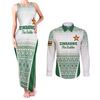 Custom Zimbabwe Rugby Couples Matching Tank Maxi Dress and Long Sleeve Button Shirt Sables African Patterns - Wonder Print Shop