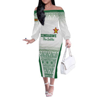 Custom Zimbabwe Rugby Family Matching Off The Shoulder Long Sleeve Dress and Hawaiian Shirt Sables African Patterns - Wonder Print Shop