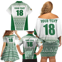 Custom Zimbabwe Rugby Family Matching Off Shoulder Short Dress and Hawaiian Shirt Sables African Patterns - Wonder Print Shop