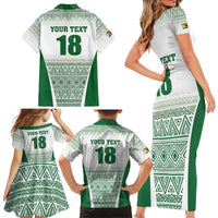 Custom Zimbabwe Rugby Family Matching Short Sleeve Bodycon Dress and Hawaiian Shirt Sables African Patterns - Wonder Print Shop