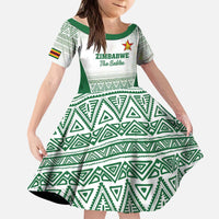 Custom Zimbabwe Rugby Kid Short Sleeve Dress Sables African Patterns - Wonder Print Shop