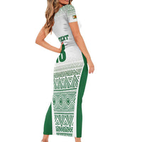 Custom Zimbabwe Rugby Short Sleeve Bodycon Dress Sables African Patterns - Wonder Print Shop