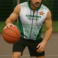 Custom Zimbabwe Rugby Sleeveless Zip Hoodie Sables African Patterns - Wonder Print Shop