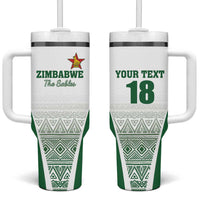Custom Zimbabwe Rugby Tumbler With Handle Sables African Patterns - Wonder Print Shop