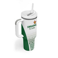 Custom Zimbabwe Rugby Tumbler With Handle Sables African Patterns - Wonder Print Shop