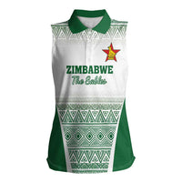 Custom Zimbabwe Rugby Women Sleeveless Polo Shirt Sables African Patterns - Wonder Print Shop