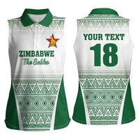 Custom Zimbabwe Rugby Women Sleeveless Polo Shirt Sables African Patterns - Wonder Print Shop