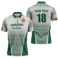 Custom Zimbabwe Rugby Zipper Polo Shirt Sables African Patterns - Wonder Print Shop