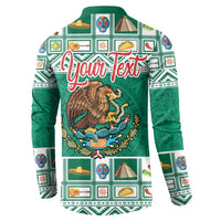 Personalized Mexico Christmas Button Sweatshirt Coat Of Arms With Aztec Mexican Patterns - Wonder Print Shop
