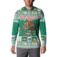 Personalized Mexico Christmas Button Sweatshirt Coat Of Arms With Aztec Mexican Patterns - Wonder Print Shop