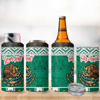 Personalized Mexico Christmas 4 in 1 Can Cooler Tumbler Coat Of Arms With Aztec Mexican Patterns - Wonder Print Shop