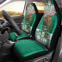 Personalized Mexico Christmas Car Seat Cover Coat Of Arms With Aztec Mexican Patterns - Wonder Print Shop
