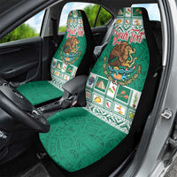 Personalized Mexico Christmas Car Seat Cover Coat Of Arms With Aztec Mexican Patterns - Wonder Print Shop
