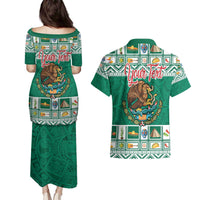 Personalized Mexico Christmas Couples Matching Puletasi and Hawaiian Shirt Coat Of Arms With Aztec Mexican Patterns - Wonder Print Shop