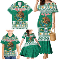 Personalized Mexico Christmas Family Matching Mermaid Dress and Hawaiian Shirt Coat Of Arms With Aztec Mexican Patterns - Wonder Print Shop