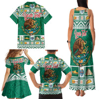 Personalized Mexico Christmas Family Matching Tank Maxi Dress and Hawaiian Shirt Coat Of Arms With Aztec Mexican Patterns - Wonder Print Shop
