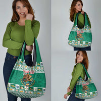 Personalized Mexico Christmas Grocery Bag Coat Of Arms With Aztec Mexican Patterns