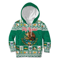 Personalized Mexico Christmas Kid Hoodie Coat Of Arms With Aztec Mexican Patterns - Wonder Print Shop