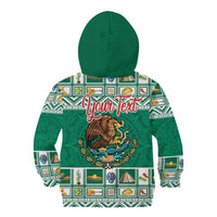 Personalized Mexico Christmas Kid Hoodie Coat Of Arms With Aztec Mexican Patterns - Wonder Print Shop