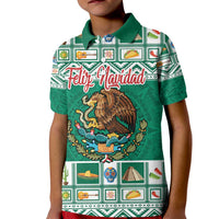 Personalized Mexico Christmas Kid Polo Shirt Coat Of Arms With Aztec Mexican Patterns - Wonder Print Shop
