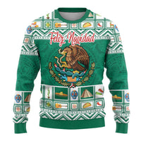Personalized Mexico Christmas Ugly Christmas Sweater Coat Of Arms With Aztec Mexican Patterns - Wonder Print Shop