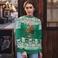 Personalized Mexico Christmas Ugly Christmas Sweater Coat Of Arms With Aztec Mexican Patterns - Wonder Print Shop