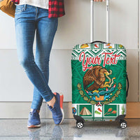 Personalized Mexico Christmas Luggage Cover Coat Of Arms With Aztec Mexican Patterns - Wonder Print Shop