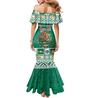 Personalized Mexico Christmas Mermaid Dress Coat Of Arms With Aztec Mexican Patterns - Wonder Print Shop