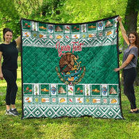 Personalized Mexico Christmas Quilt Coat Of Arms With Aztec Mexican Patterns - Wonder Print Shop