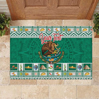 Personalized Mexico Christmas Rubber Doormat Coat Of Arms With Aztec Mexican Patterns - Wonder Print Shop