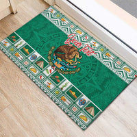 Personalized Mexico Christmas Rubber Doormat Coat Of Arms With Aztec Mexican Patterns - Wonder Print Shop