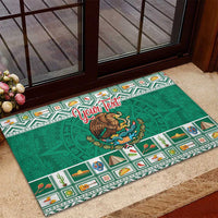 Personalized Mexico Christmas Rubber Doormat Coat Of Arms With Aztec Mexican Patterns - Wonder Print Shop