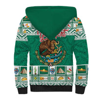 Personalized Mexico Christmas Sherpa Hoodie Coat Of Arms With Aztec Mexican Patterns - Wonder Print Shop