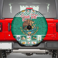 Personalized Mexico Christmas Spare Tire Cover Coat Of Arms With Aztec Mexican Patterns - Wonder Print Shop
