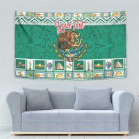 Personalized Mexico Christmas Tapestry Coat Of Arms With Aztec Mexican Patterns - Wonder Print Shop