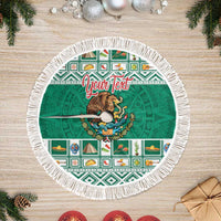 Personalized Mexico Christmas Tree Skirt Coat Of Arms With Aztec Mexican Patterns - Wonder Print Shop