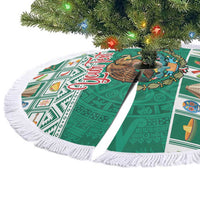 Personalized Mexico Christmas Tree Skirt Coat Of Arms With Aztec Mexican Patterns - Wonder Print Shop