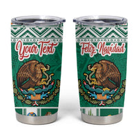Personalized Mexico Christmas Tumbler Cup Coat Of Arms With Aztec Mexican Patterns - Wonder Print Shop
