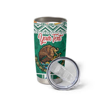 Personalized Mexico Christmas Tumbler Cup Coat Of Arms With Aztec Mexican Patterns - Wonder Print Shop