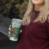 Personalized Mexico Christmas Tumbler Cup Coat Of Arms With Aztec Mexican Patterns - Wonder Print Shop