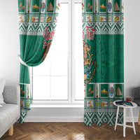 Personalized Mexico Christmas Window Curtain Coat Of Arms With Aztec Mexican Patterns - Wonder Print Shop