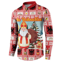 Personalized Germany Frohe Weihnachten Button Sweatshirt Cute Saint Nicholas With Christmas Tree - Wonder Print Shop