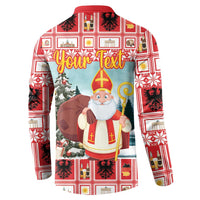 Personalized Germany Frohe Weihnachten Button Sweatshirt Cute Saint Nicholas With Christmas Tree - Wonder Print Shop
