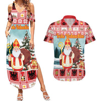 Personalized Germany Frohe Weihnachten Couples Matching Summer Maxi Dress and Hawaiian Shirt Cute Saint Nicholas With Christmas Tree - Wonder Print Shop