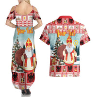 Personalized Germany Frohe Weihnachten Couples Matching Summer Maxi Dress and Hawaiian Shirt Cute Saint Nicholas With Christmas Tree - Wonder Print Shop