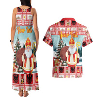 Personalized Germany Frohe Weihnachten Couples Matching Tank Maxi Dress and Hawaiian Shirt Cute Saint Nicholas With Christmas Tree - Wonder Print Shop