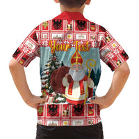 Personalized Germany Frohe Weihnachten Family Matching Long Sleeve Bodycon Dress and Hawaiian Shirt Cute Saint Nicholas With Christmas Tree - Wonder Print Shop