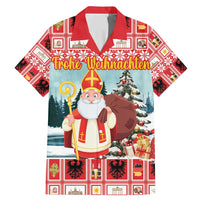 Personalized Germany Frohe Weihnachten Family Matching Mermaid Dress and Hawaiian Shirt Cute Saint Nicholas With Christmas Tree - Wonder Print Shop