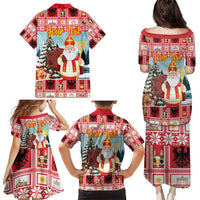 Personalized Germany Frohe Weihnachten Family Matching Puletasi and Hawaiian Shirt Cute Saint Nicholas With Christmas Tree - Wonder Print Shop
